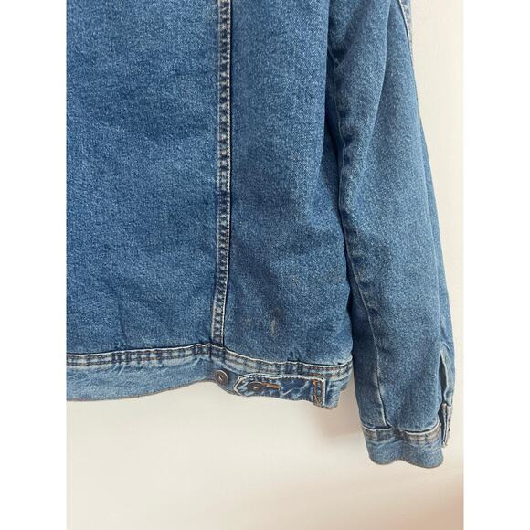 Zara Jacket Men L Blue Sherpa Lined Denim Trucker Coat Casual USA Style - Picture 4 of 5